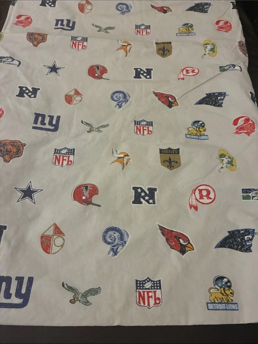 Pottery Barn Teen NFL Team Logo Sheet Size Full Gray with Multicolor Logos
